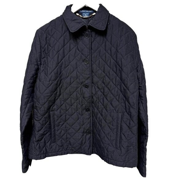 RALPH LAUREN Quilted Jacket M/L Black Barn Chore Coat - Picture 1 of 9